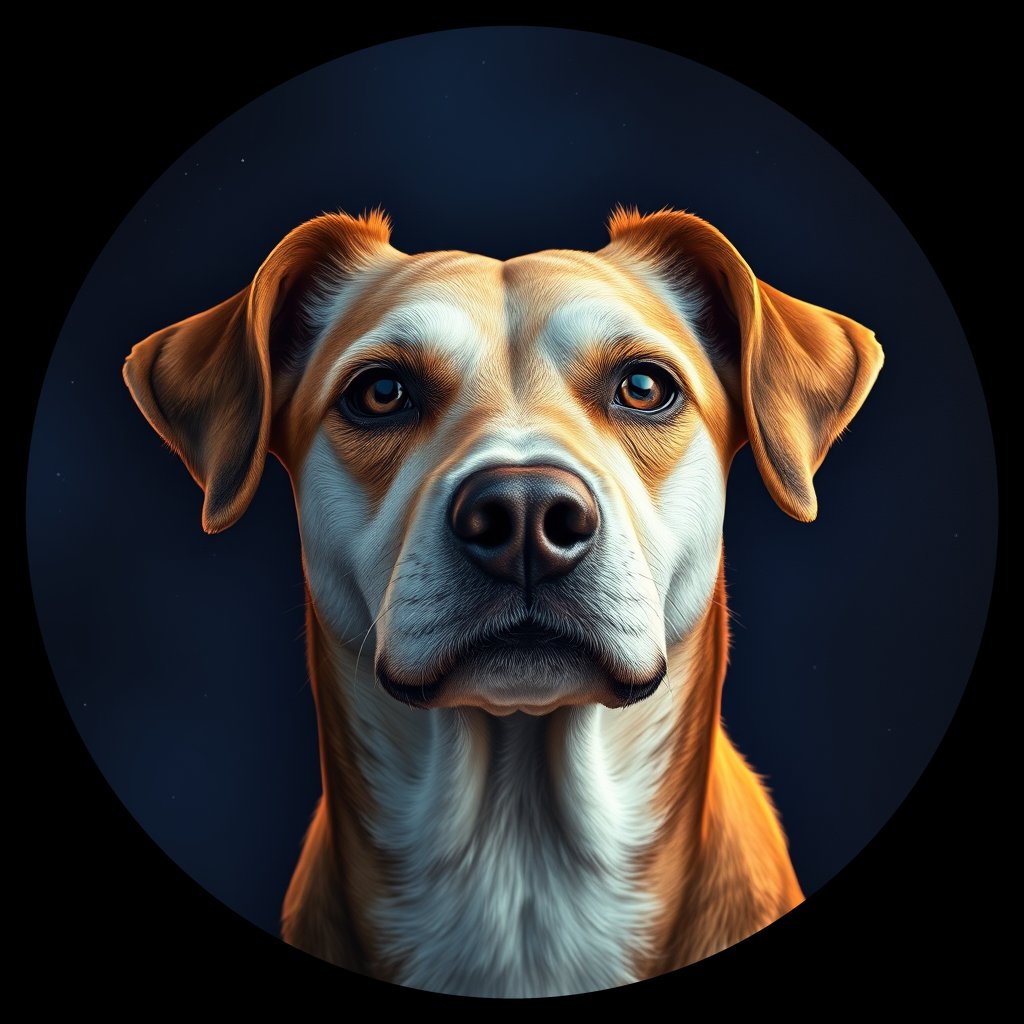 Cosmic medallion portrait of HR89_HR89, a Village Dog Croatia