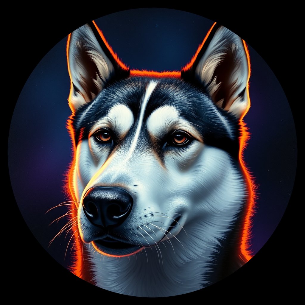 Cosmic medallion portrait of HUSK_HUSK_11480, a Siberian Husky