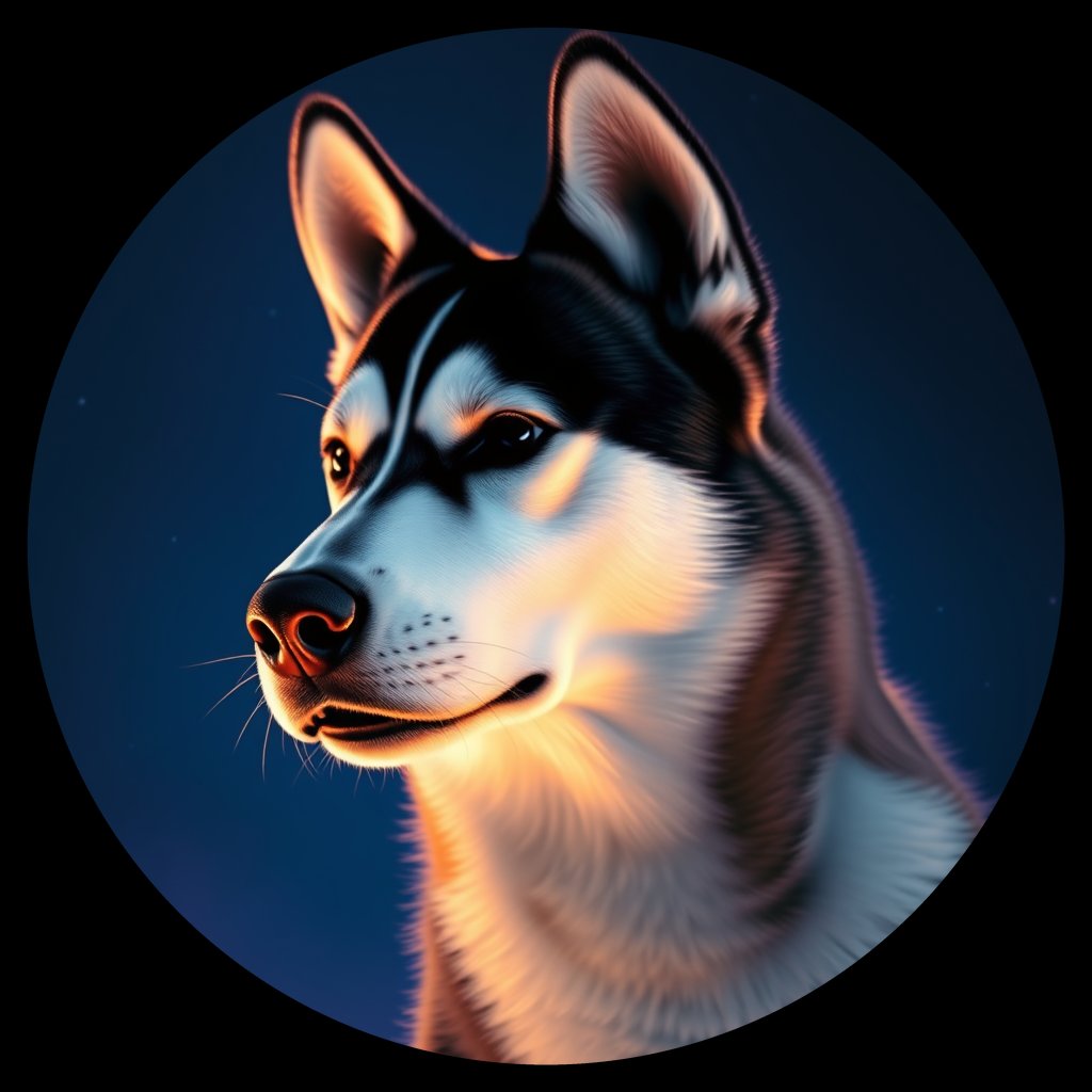 Cosmic medallion portrait of HUSK_HUSK_11487, a Siberian Husky