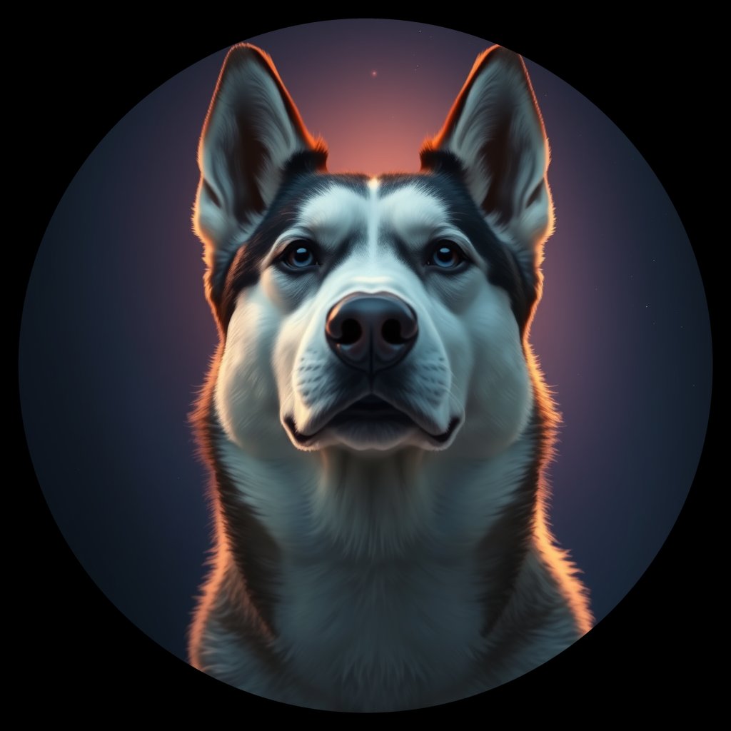 Cosmic medallion portrait of HUSK_HUSK_11490, a Siberian Husky