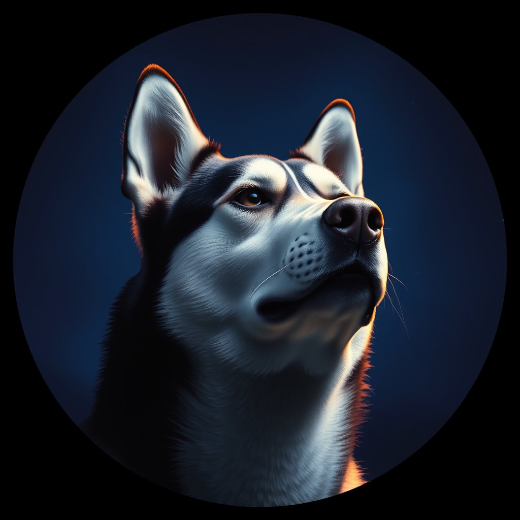 Cosmic medallion portrait of HUSK_HUSK_14529, a Siberian Husky