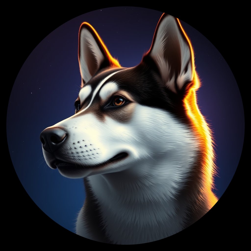Cosmic medallion portrait of HUSK_HUSK_15872, a Siberian Husky