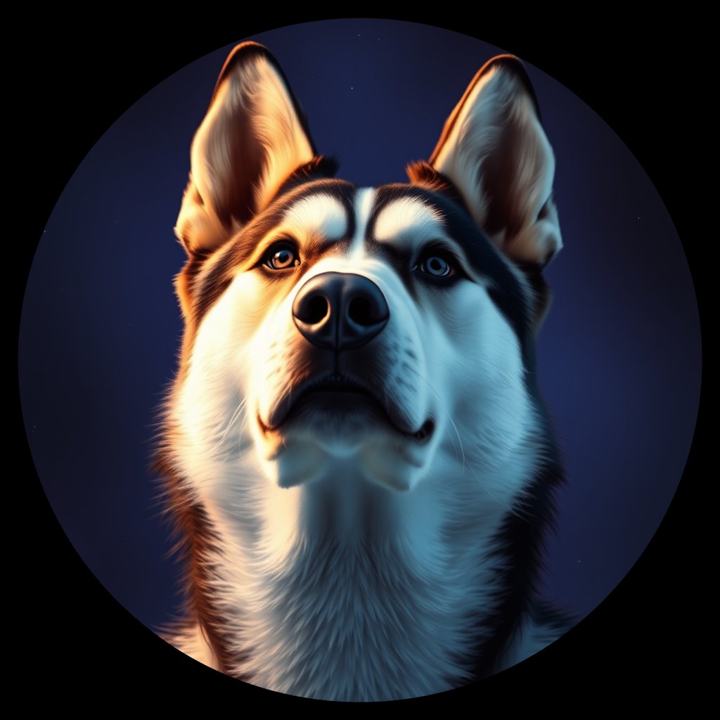 Cosmic medallion portrait of HUSK_HUSK_15873, a Siberian Husky
