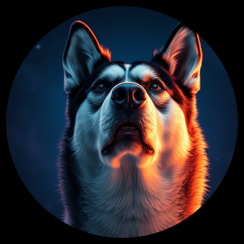 Cosmic medallion portrait of HUSK_HUSK_28487, a Siberian Husky