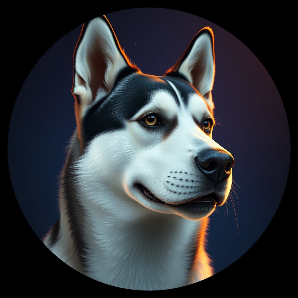 Cosmic medallion portrait of HUSK_HUSK_28925, a Siberian Husky