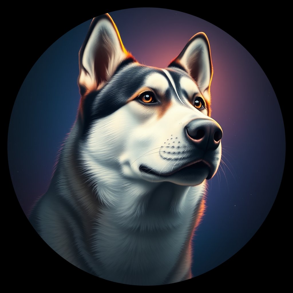 Cosmic medallion portrait of HUSK_HUSK_28926, a Siberian Husky