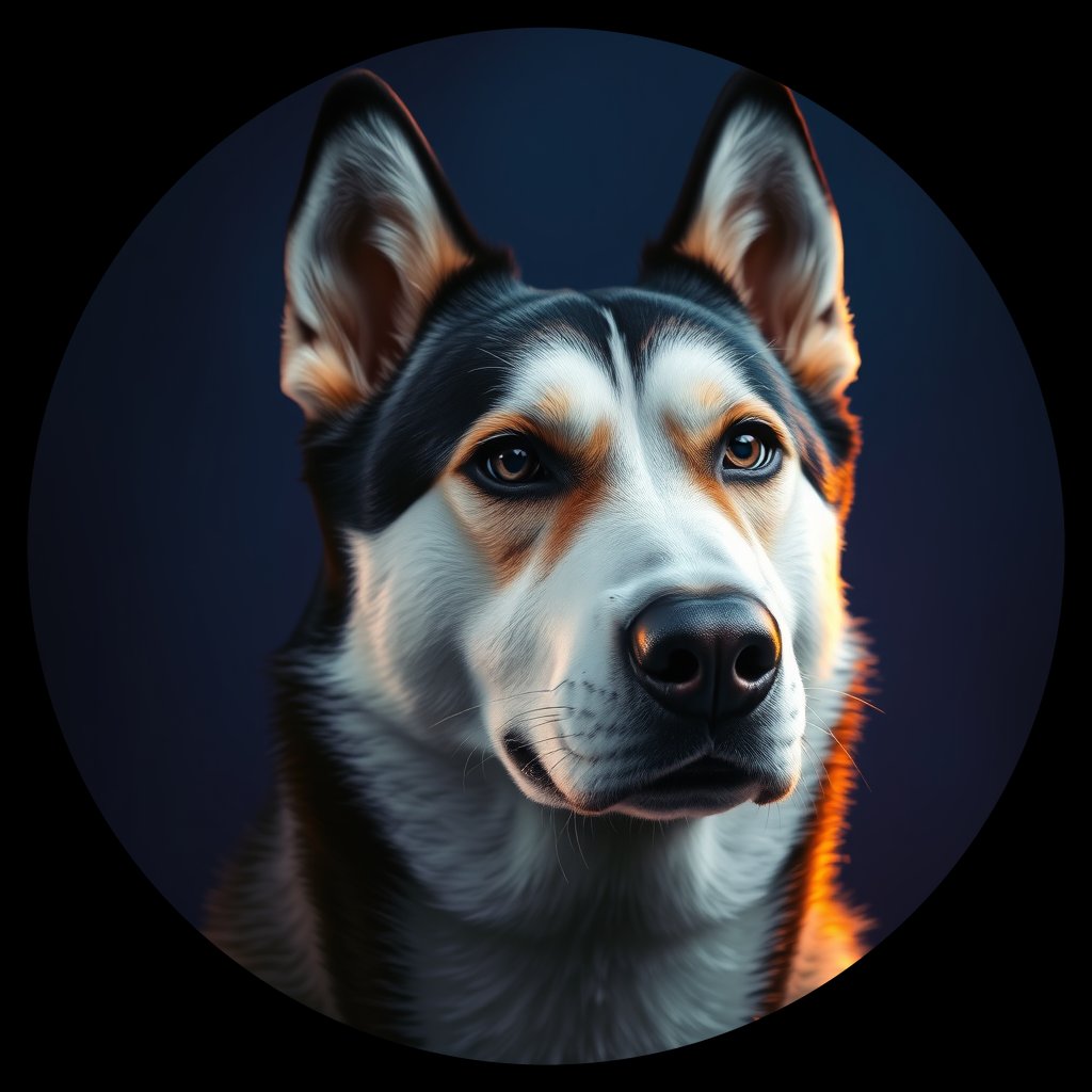 Cosmic medallion portrait of HUSK_HUSK_29464, a Siberian Husky