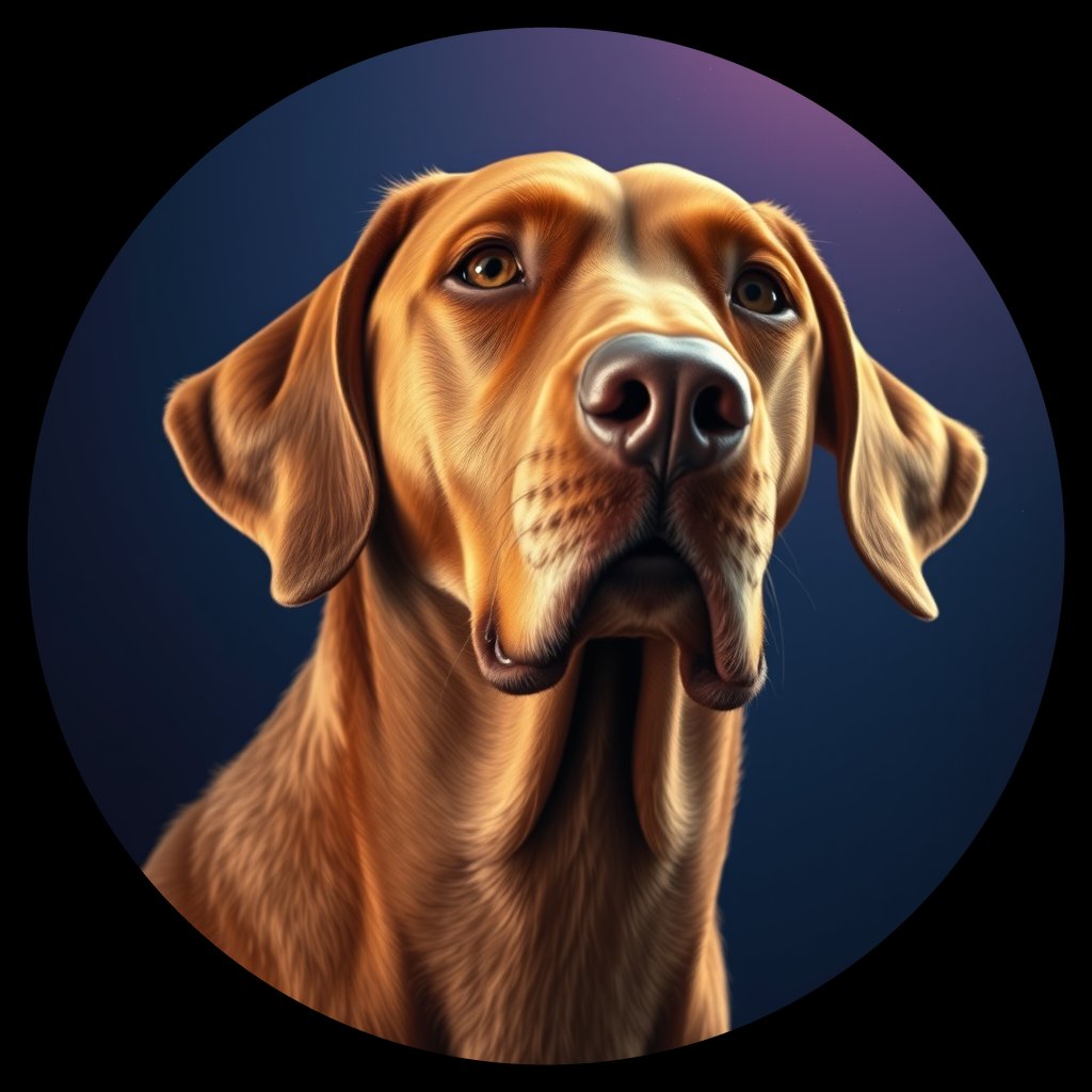 Cosmic medallion portrait of HWV_33254_HWV_33254, a Vizsla (Wire Haired)