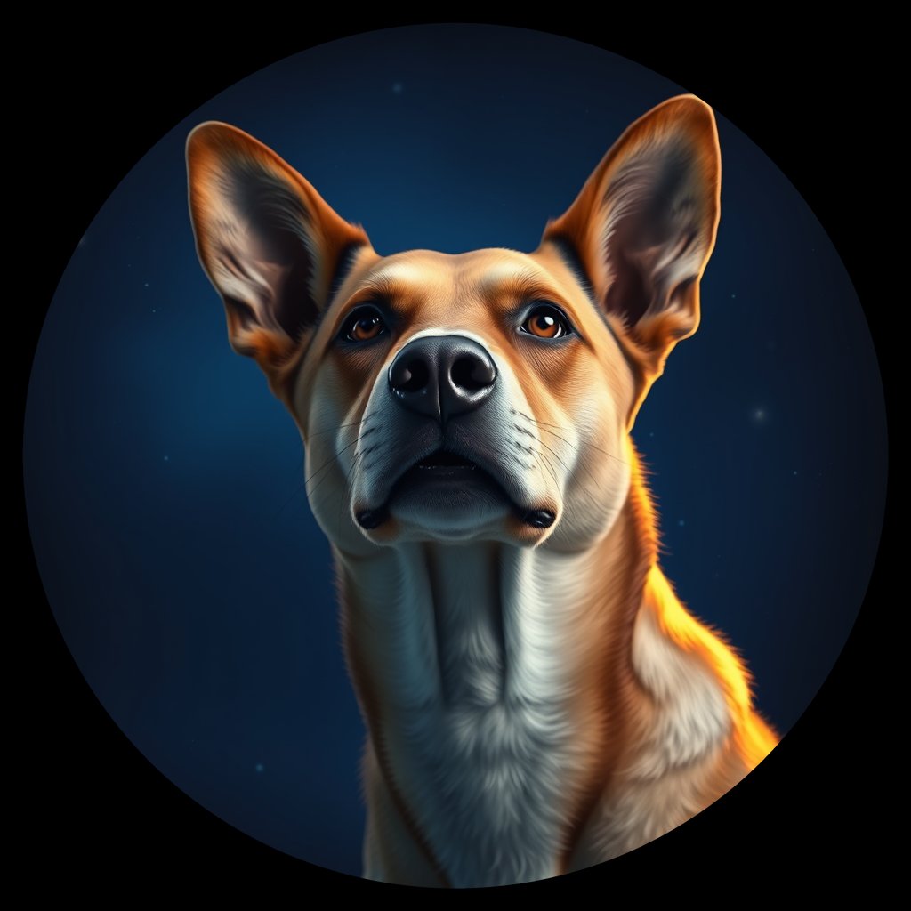 Cosmic medallion portrait of HYBRID_cd022, a Dingo Hybrid