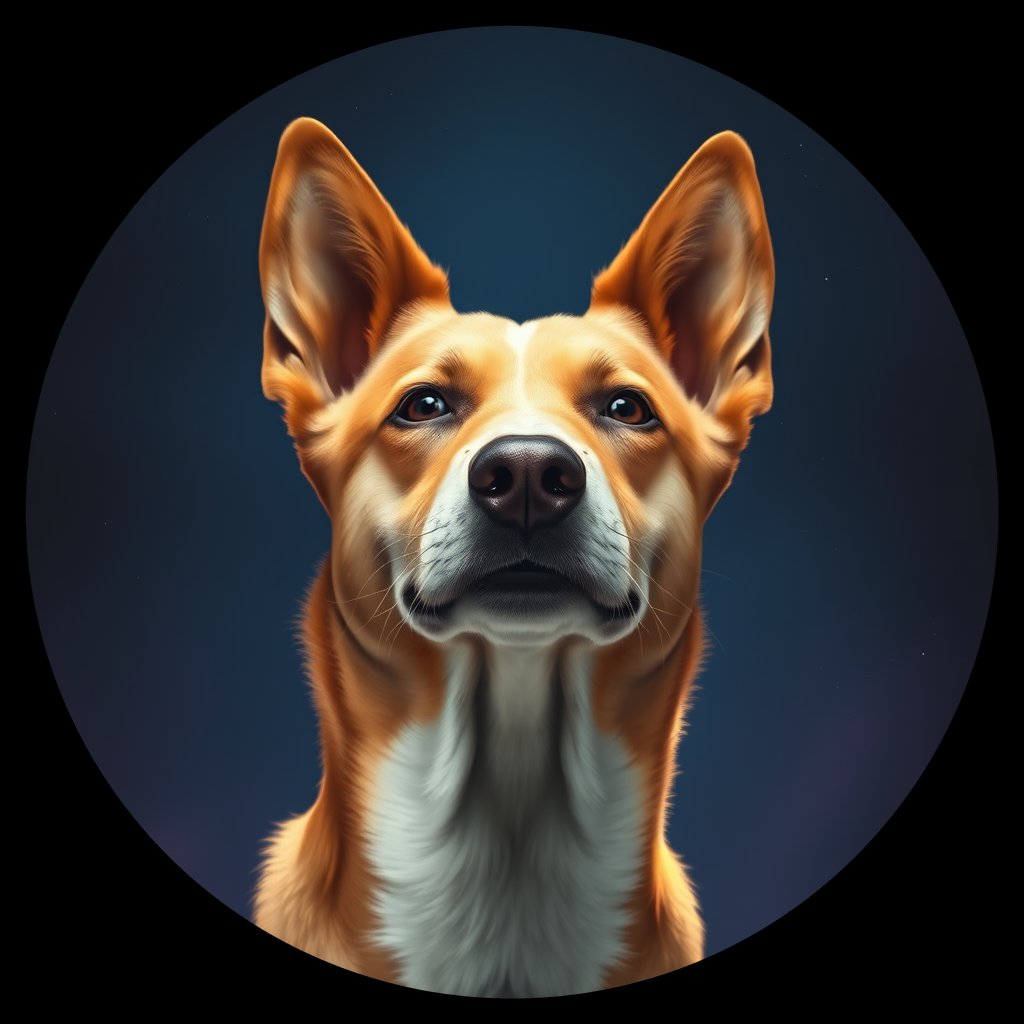 Cosmic medallion portrait of HYBRID_cd630, a Dingo Hybrid