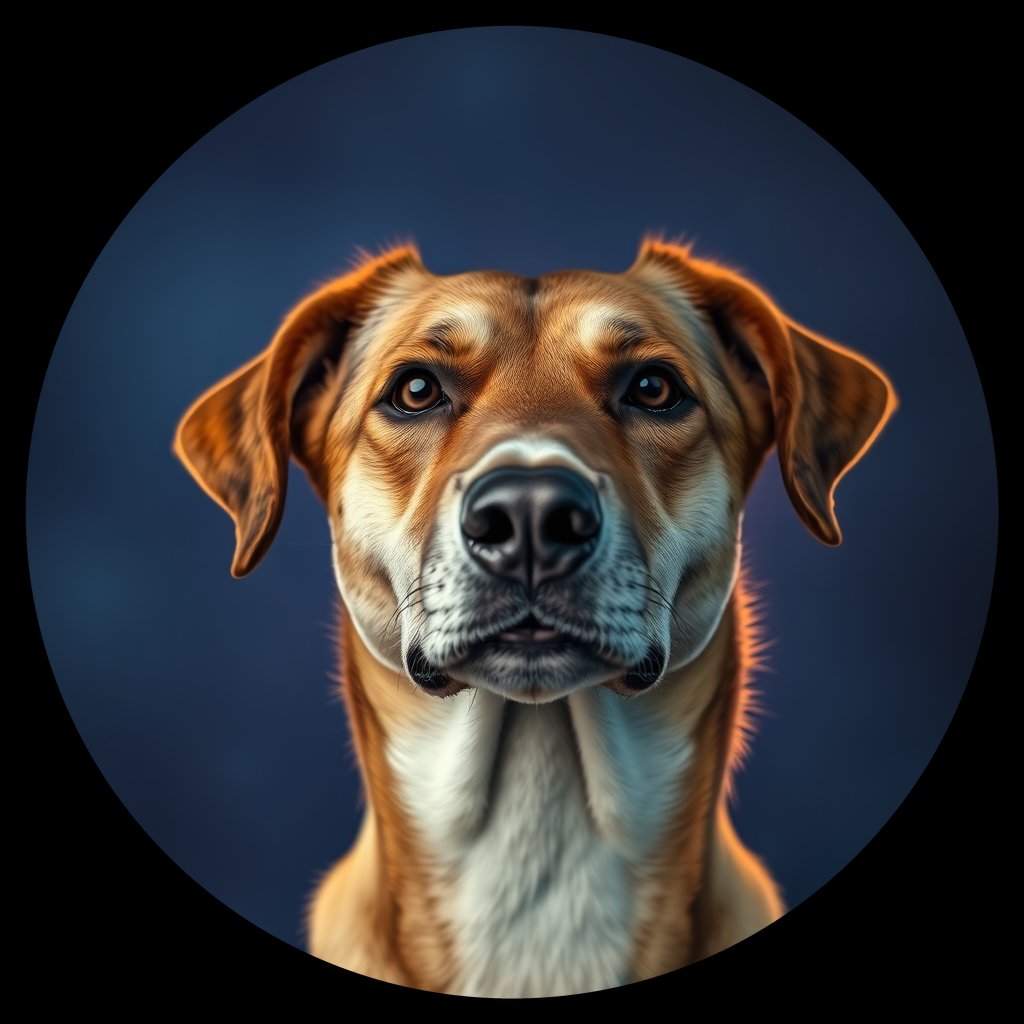 Cosmic medallion portrait of HYBRID_cd661, a Dingo Hybrid