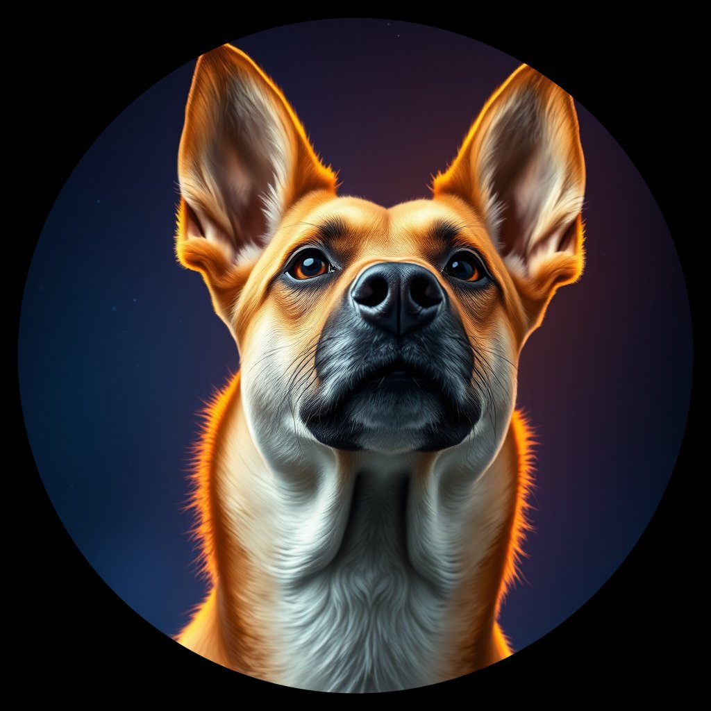 Cosmic medallion portrait of Holly_Holly, a Canaan Dog