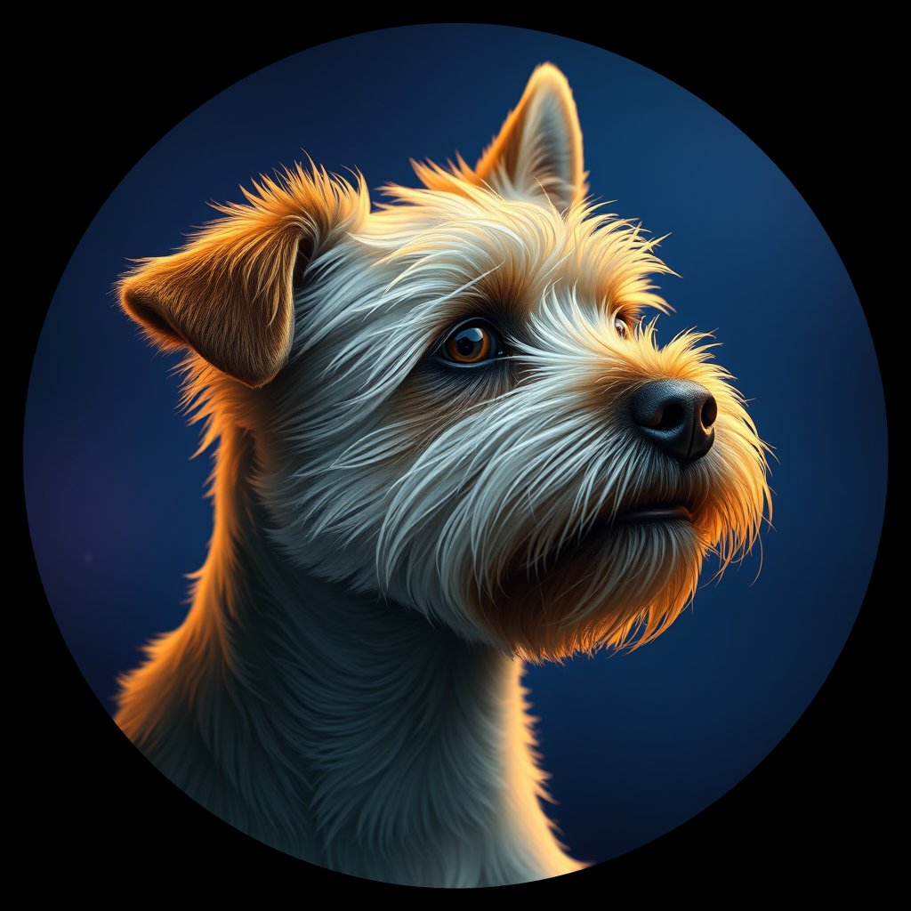 Cosmic medallion portrait of Hunter-Mucci-CT_Hunter-Mucci-CT, a Cairn Terrier