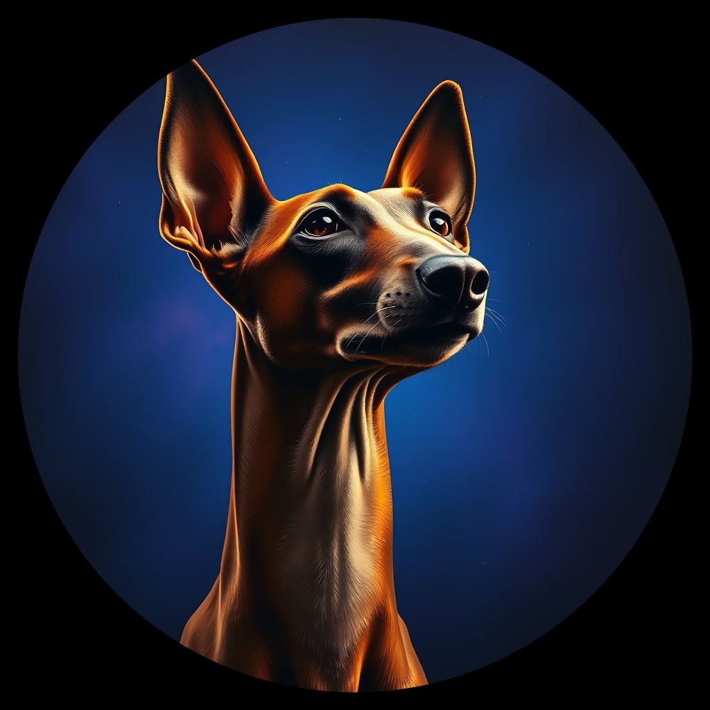 Cosmic medallion portrait of IBIZ_IBIZ_01128, a Ibizan Hound