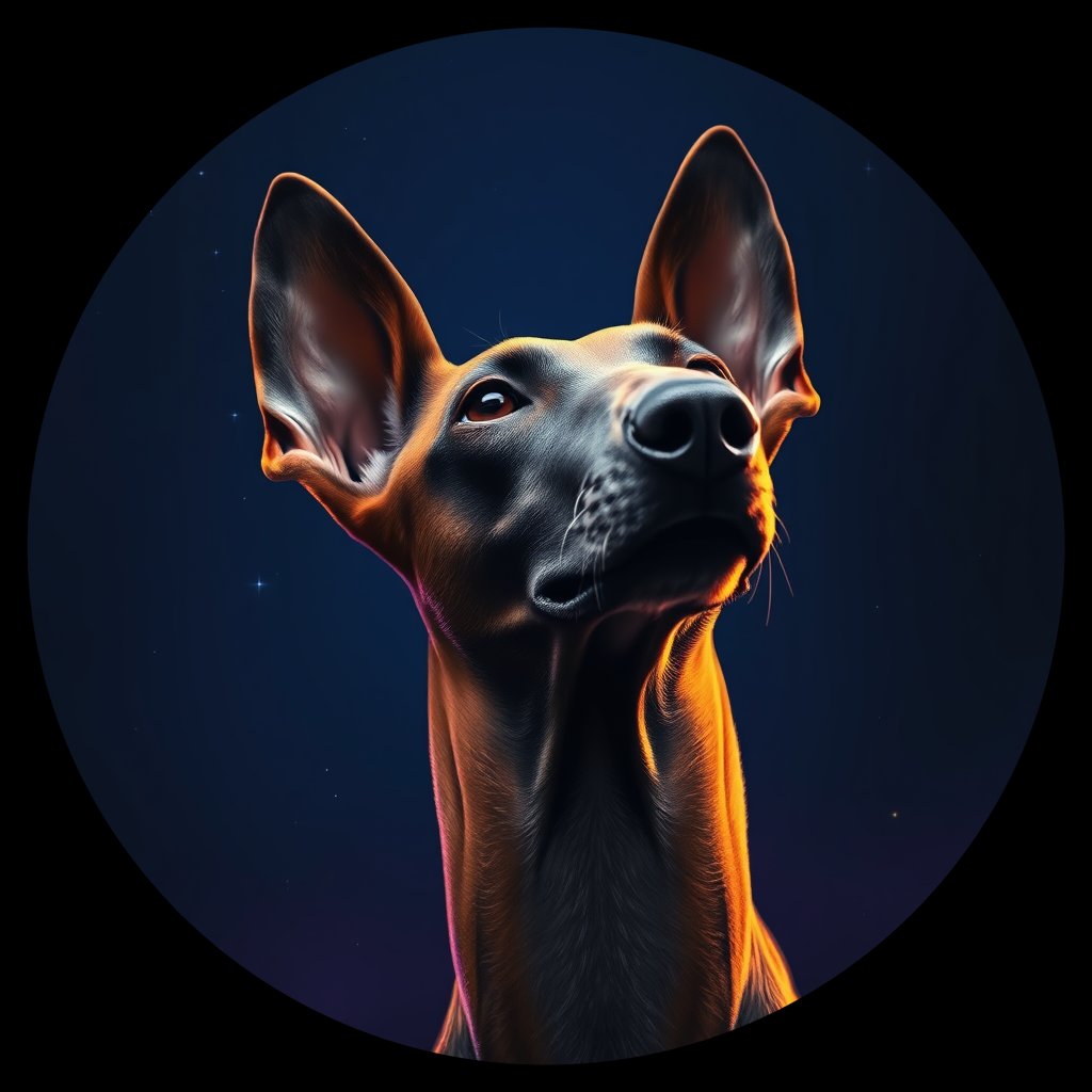 Cosmic medallion portrait of IBIZ_IBIZ_01146, a Ibizan Hound