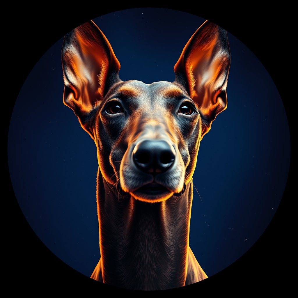 Cosmic medallion portrait of IBIZ_IBIZ_01148, a Ibizan Hound