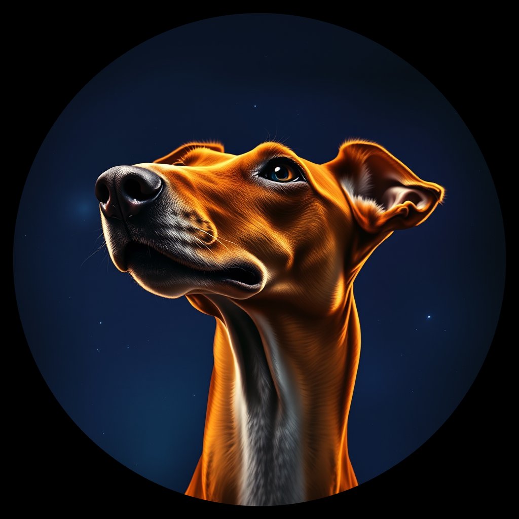Cosmic medallion portrait of IBIZ_IBIZ_01228, a Ibizan Hound