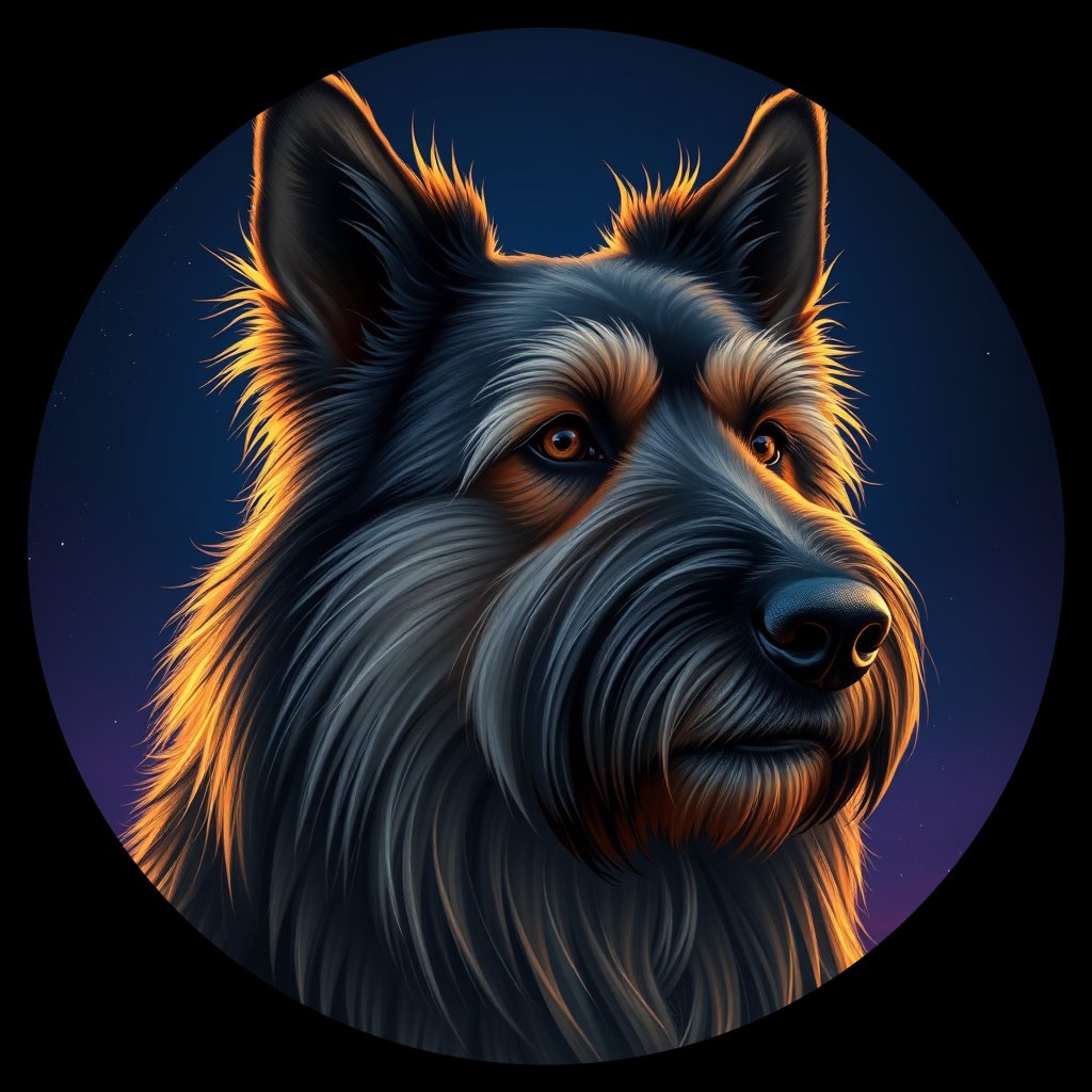 Cosmic medallion portrait of ICES_ICES_21B07, a Icelandic Sheepdog