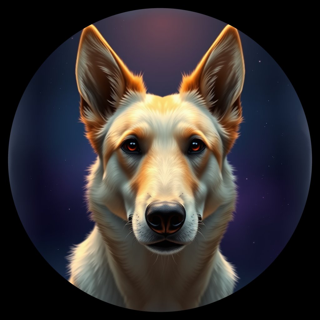 Cosmic medallion portrait of ICES_ICES_Z4E02, a Icelandic Sheepdog