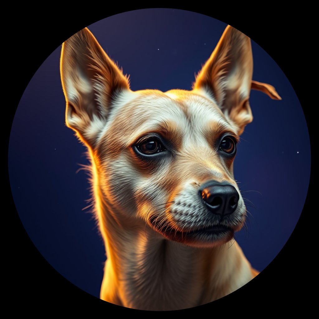 Cosmic medallion portrait of ID116_ID116, a Village Dog India Chennai