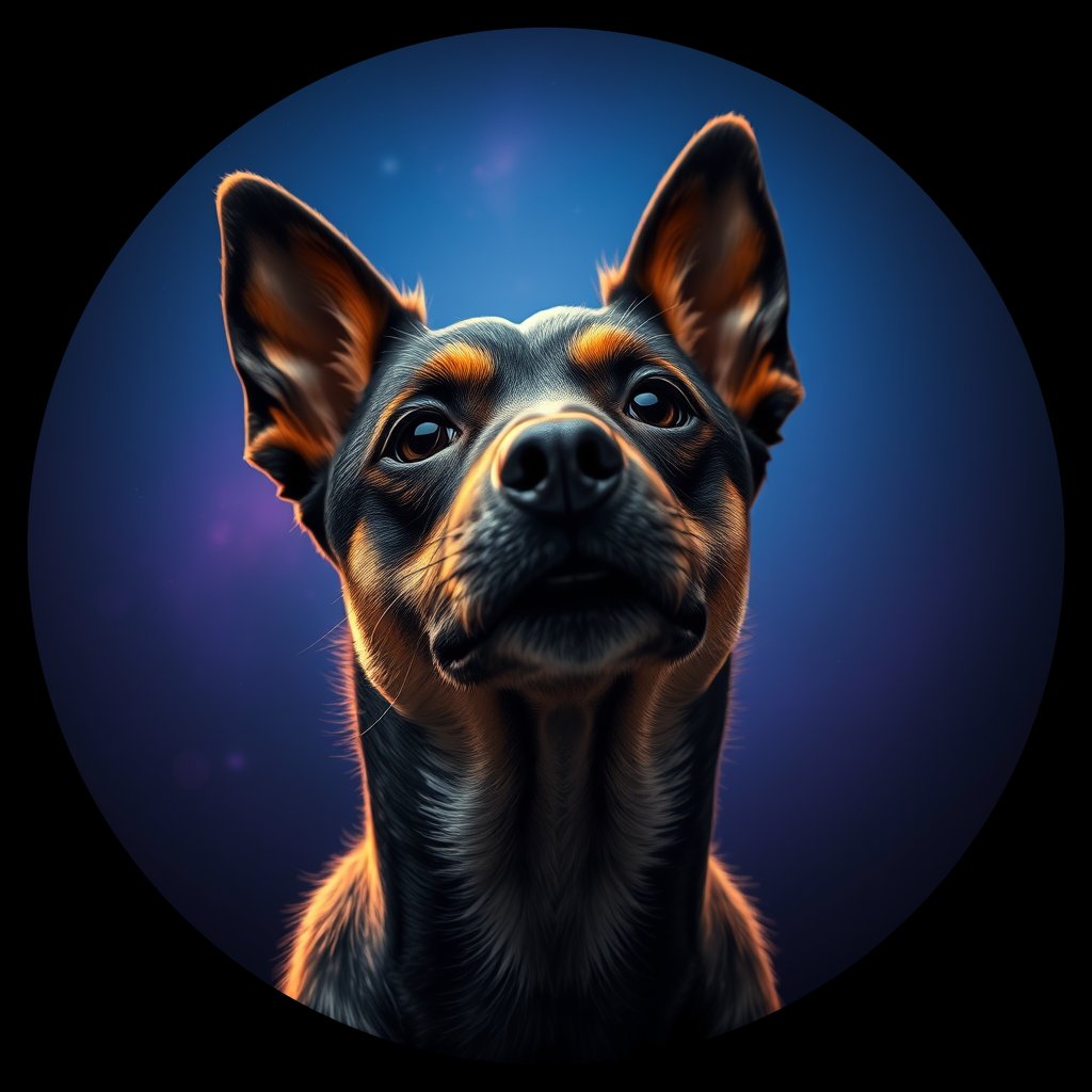 Cosmic medallion portrait of ID126_ID126, a Village Dog India Chennai