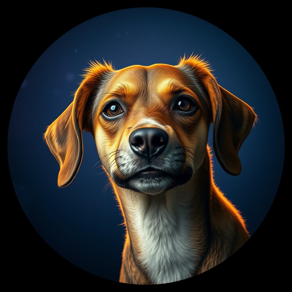 Cosmic medallion portrait of ID149_ID149, a Village Dog India Mumbai