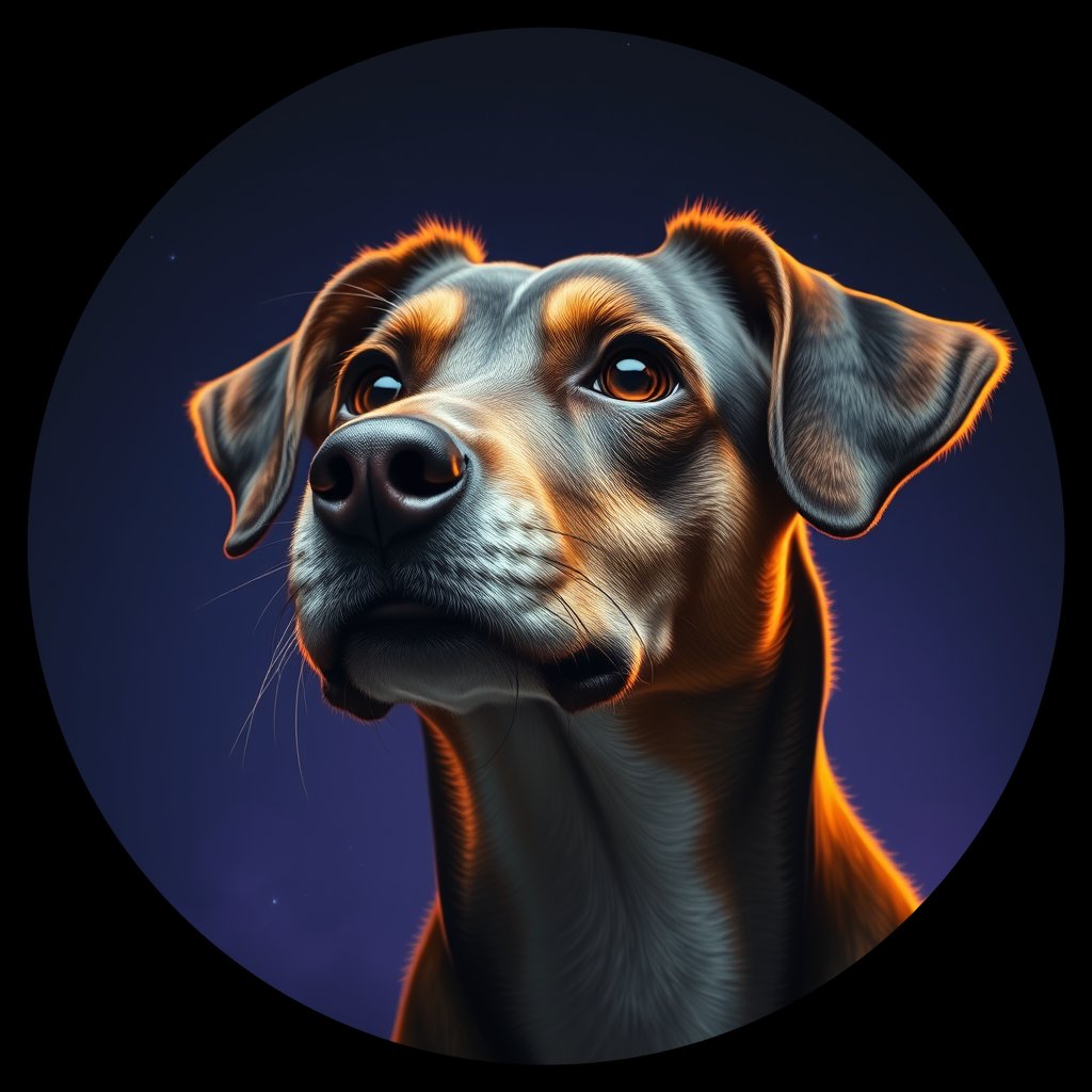 Cosmic medallion portrait of ID151_ID151, a Village Dog India Mumbai