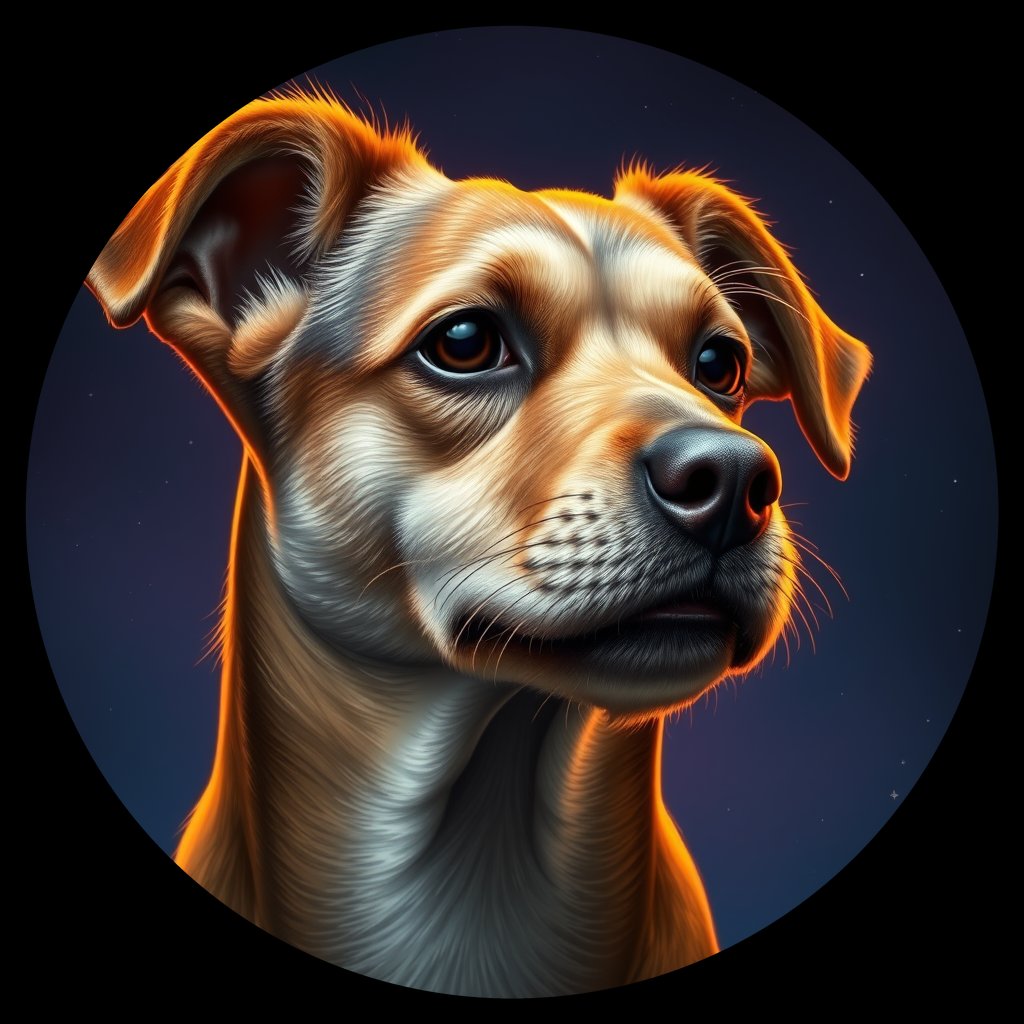 Cosmic medallion portrait of ID164_ID164, a Village Dog India Dehli
