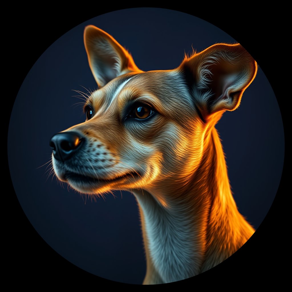 Cosmic medallion portrait of ID21_ID21, a Village Dog India West Bengal