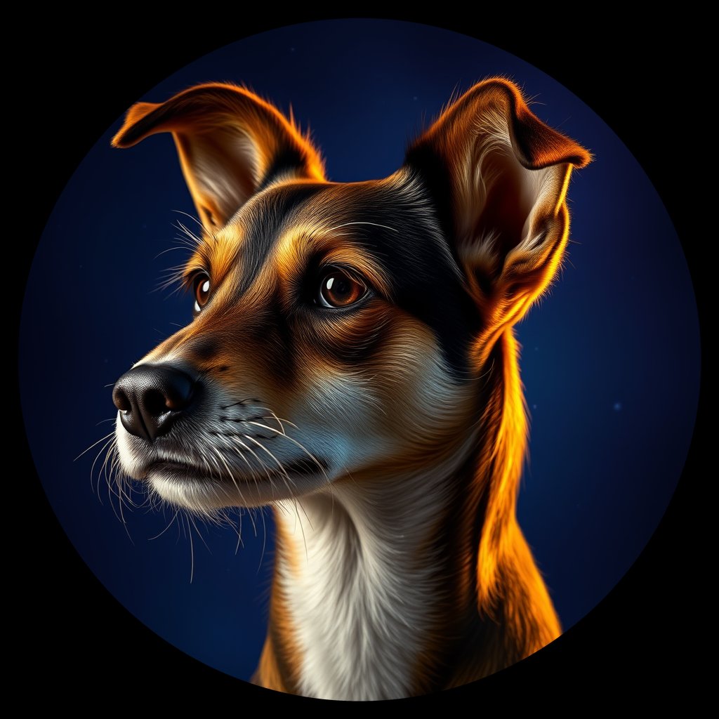 Cosmic medallion portrait of ID24_ID24, a Village Dog India West Bengal