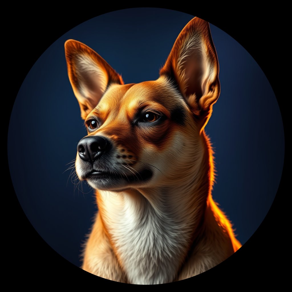 Cosmic medallion portrait of ID4_ID4, a Village Dog India West Bengal