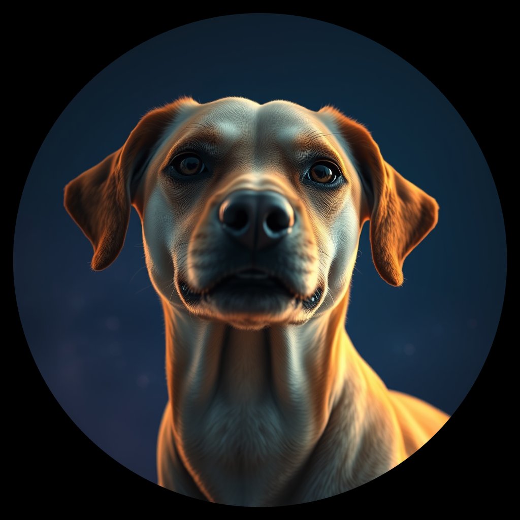 Cosmic medallion portrait of IN1_IN1, a Village Dog Indonesia Borneo