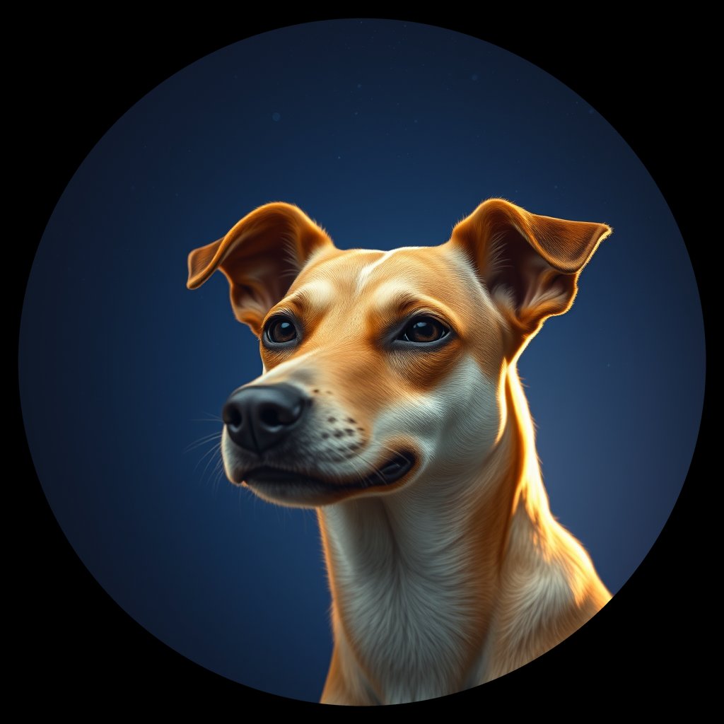 Cosmic medallion portrait of IN4_IN4, a Village Dog Indonesia Borneo