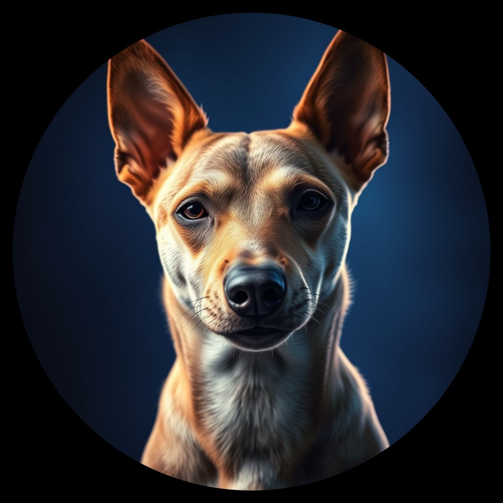Cosmic medallion portrait of IN8_IN8, a Village Dog Indonesia Borneo