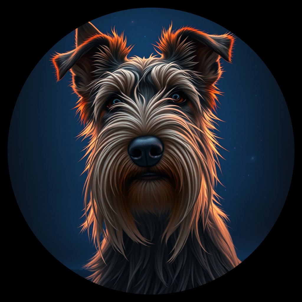 Cosmic medallion portrait of IRIT_IRIT_27162, a Irish Terrier