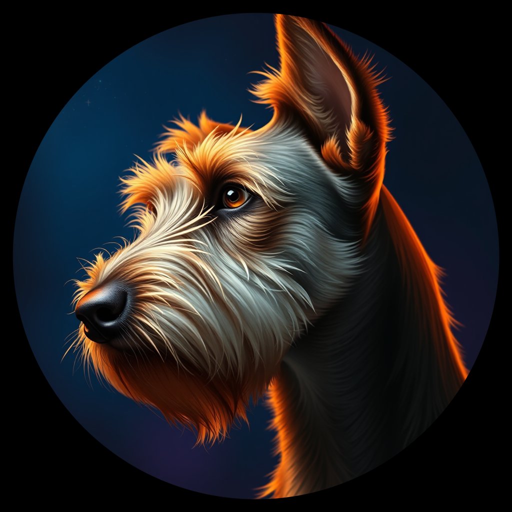Cosmic medallion portrait of IRIT_IRIT_27165, a Irish Terrier