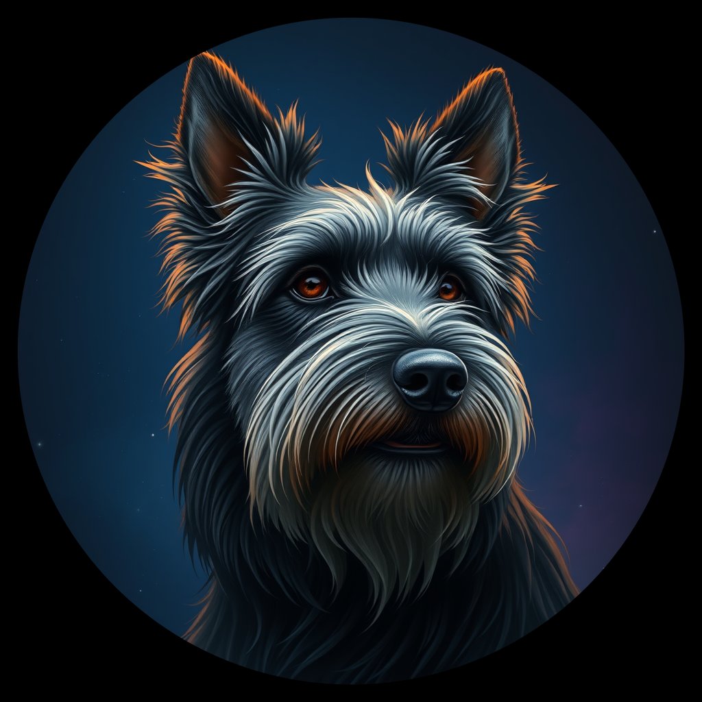 Cosmic medallion portrait of IRIT_IRIT_27176, a Irish Terrier