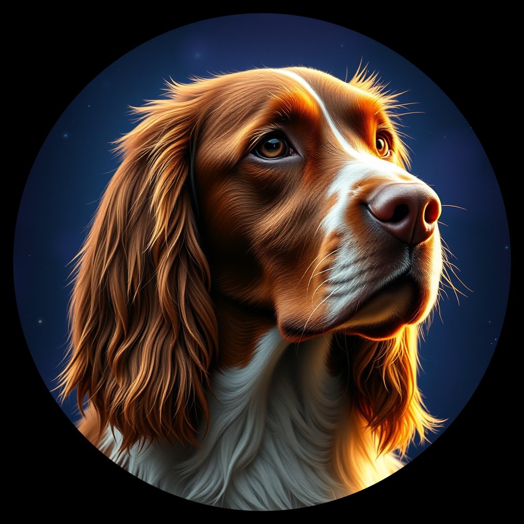 Cosmic medallion portrait of IRW_18176_IRW_18176, a Irish Red And White Setter