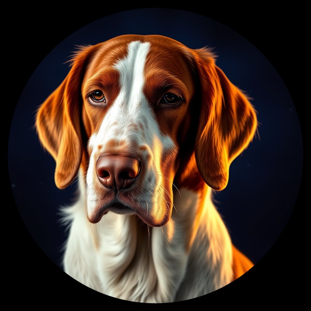 Cosmic medallion portrait of IRW_19247_IRW_19247, a Irish Red And White Setter