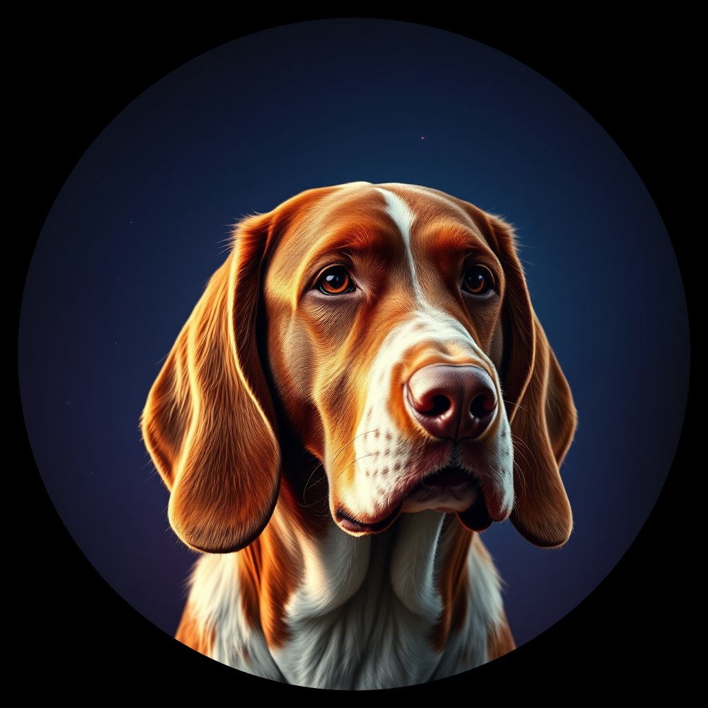 Cosmic medallion portrait of IRW_19251_IRW_19251, a Irish Red And White Setter