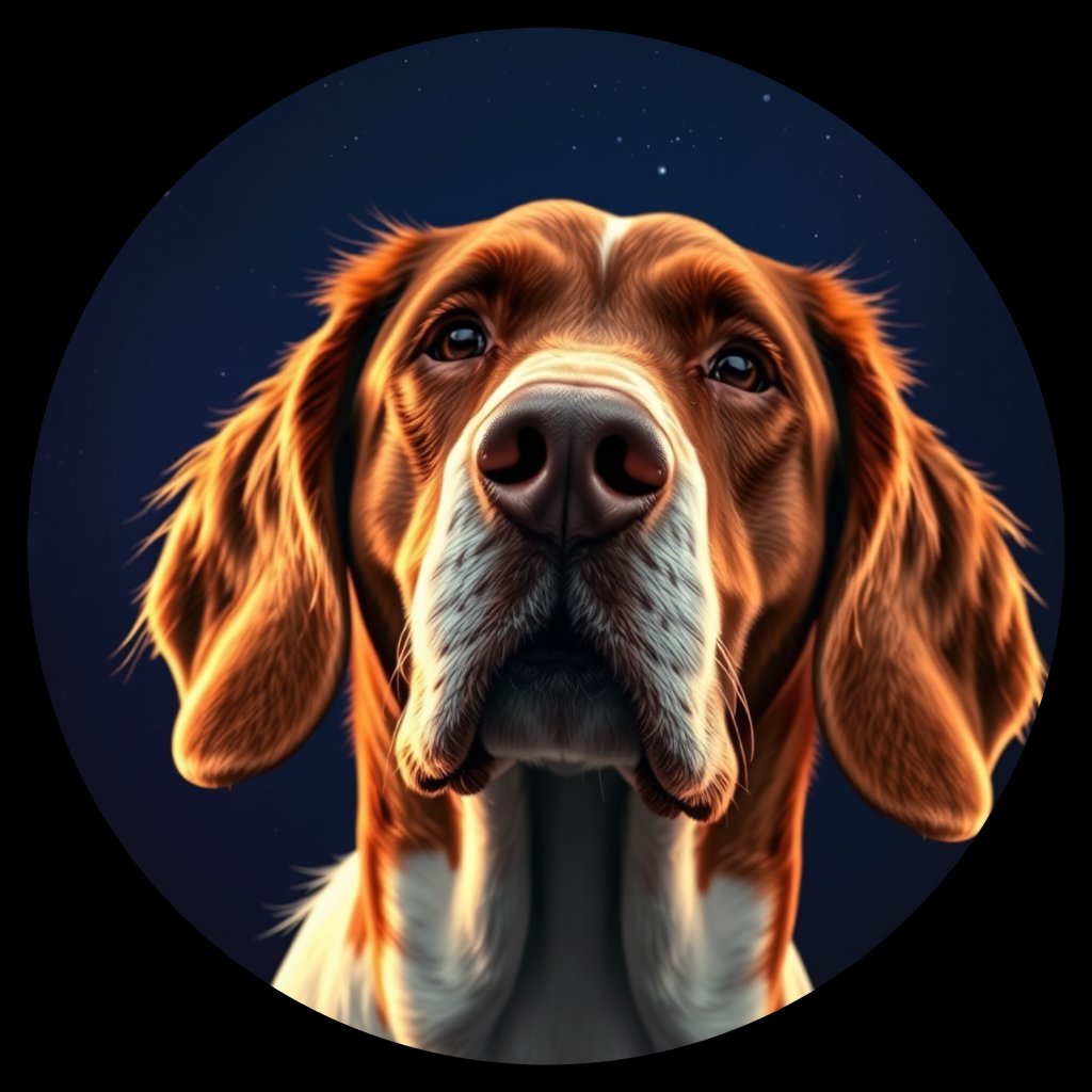 Cosmic medallion portrait of IRW_19642_IRW_19642, a Irish Red And White Setter