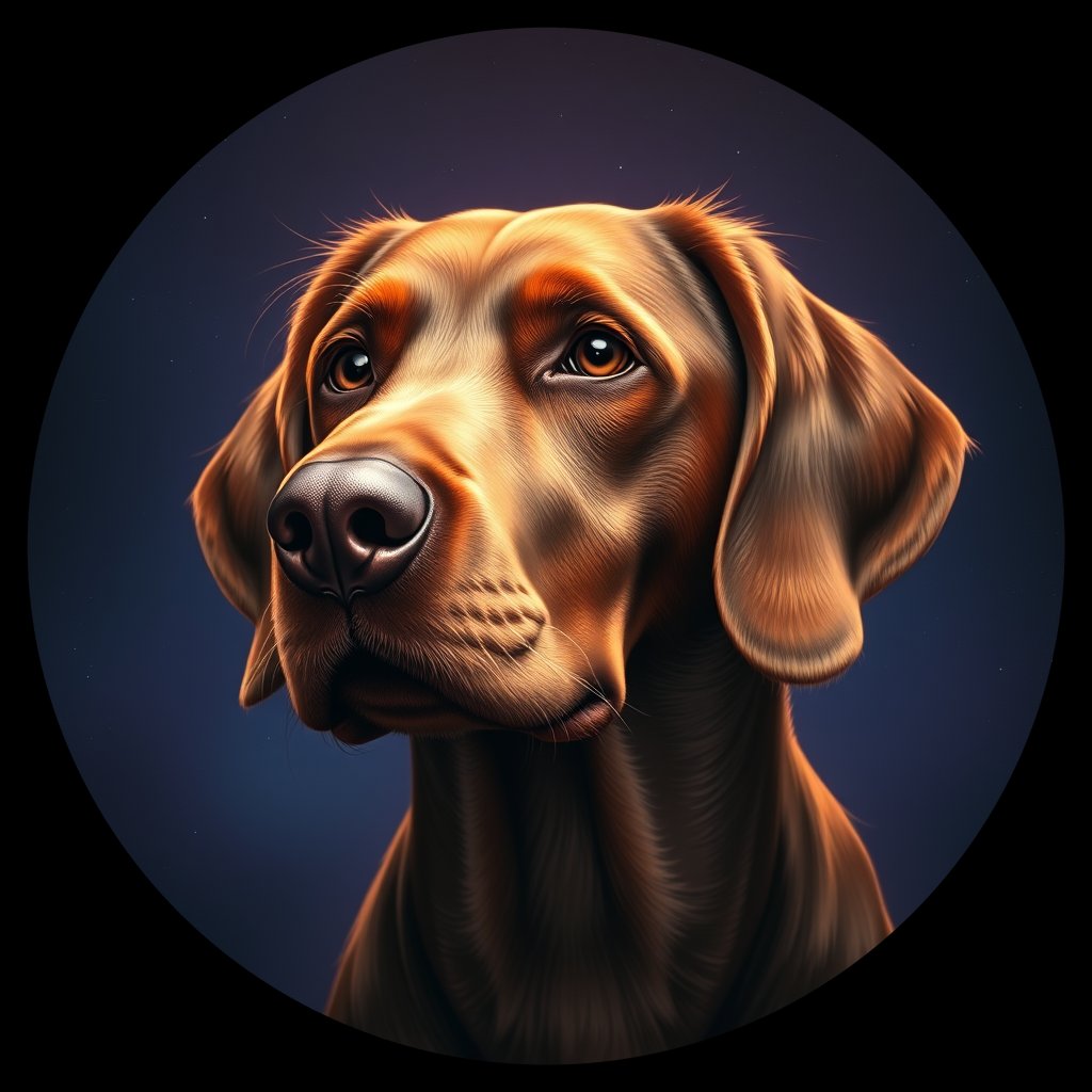 Cosmic medallion portrait of ISET_ISET_13H10, a Irish Setter