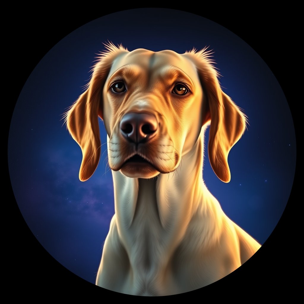 Cosmic medallion portrait of ISET_ISET_15A12, a Irish Setter