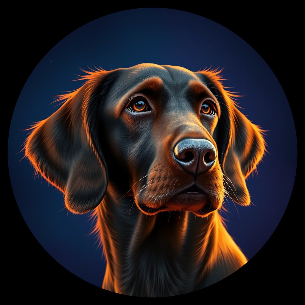Cosmic medallion portrait of ISET_ISET_15F10, a Irish Setter
