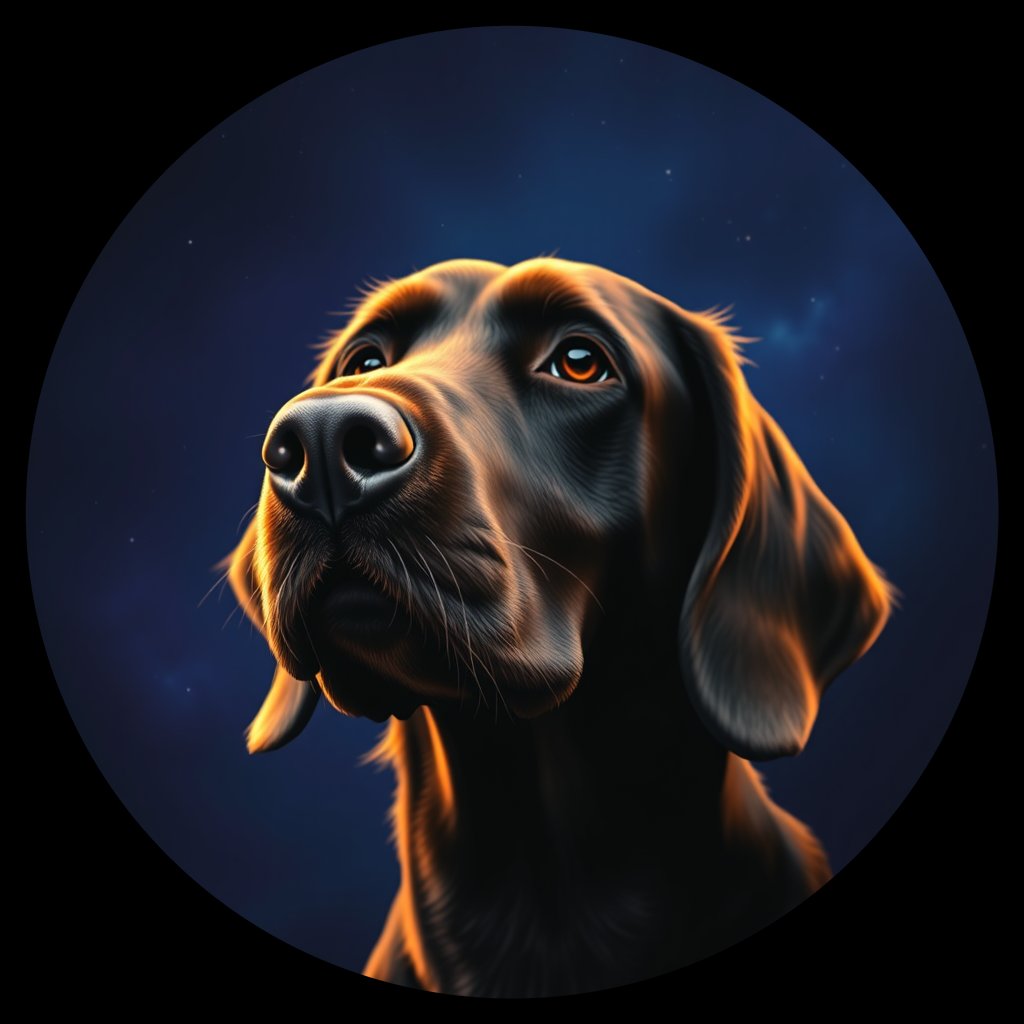 Cosmic medallion portrait of ISET_ISET_27450, a Irish Setter