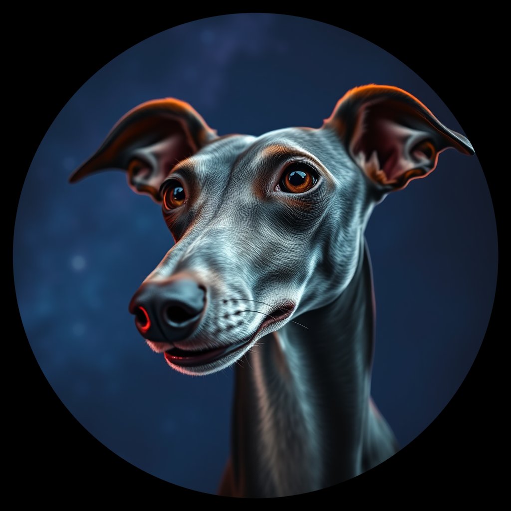 Cosmic medallion portrait of ITGY_ITGY_27353, a Italian Greyhound
