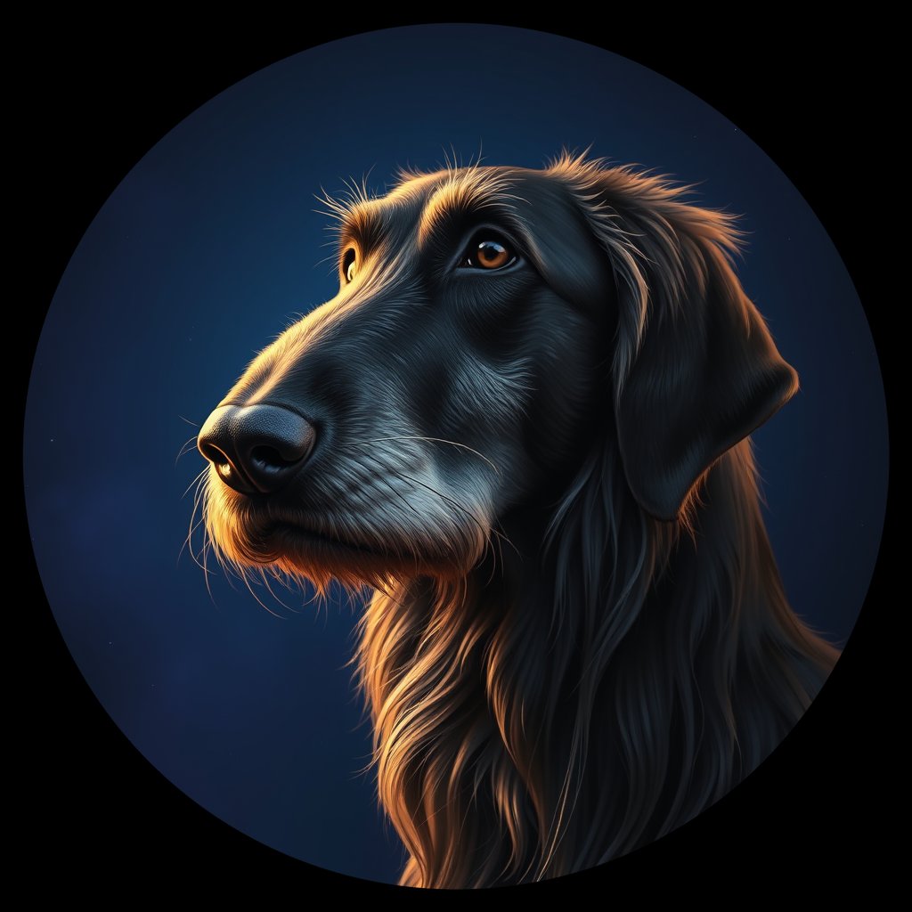 Cosmic medallion portrait of IWOF_IWOF_21534, a Irish Wolfhound