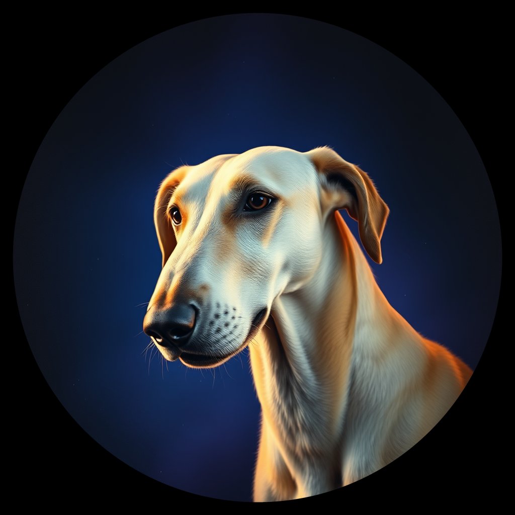 Cosmic medallion portrait of IWOF_IrW_LU1215, a Irish Wolfhound