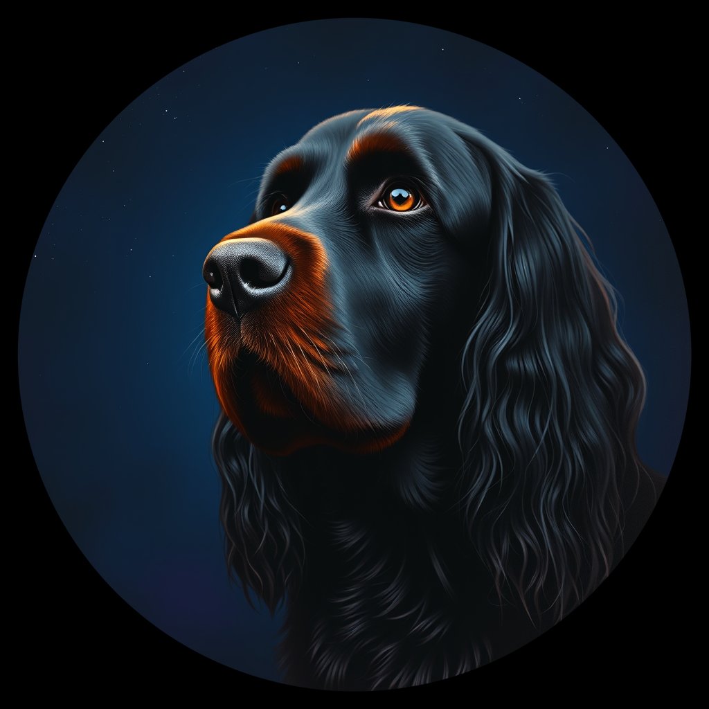 Cosmic medallion portrait of IWSP_IWSP_27029, a Irish Water Spaniel