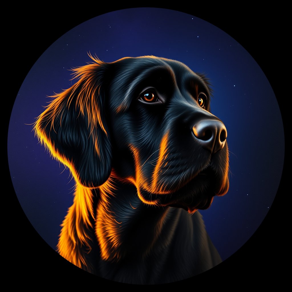 Cosmic medallion portrait of IWSP_IWSP_27560, a Irish Water Spaniel